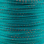 Satijn koord 2 mm aqua met goud draad