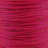 Satijn koord 2 mm fuchsia met goud draad