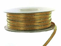Satijn lint 3 mm goud met goud lurex randje