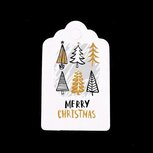 Kerst label wit 3 x 5 cm schulpjes kerstboom merry christmas 10 stuks