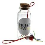 Bedankje geluksflesje merry christmas met gelukspoppetje 