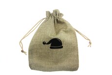 Jute zakjes 13 x 18 cm kerstman muts zwart