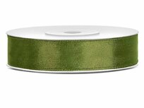 Dubbelzijdig satijn lint 1 cm breed donker olijf groen