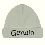 Babymutsje met naam staalgrijs
