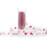 Organza lint  wit it&#039;s a girl 23 mm breed 