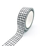 Washitape wit met zwart ruit lijntjes