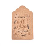 Kerst label kraft 3 x 5 cm schulpjes a holly jolly christmas 10 stuks