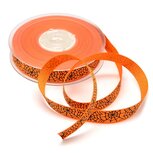 Grosgrain lint 1.5 cm oranje met zwart spinnenweb 5 meter