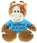 Geboorteknuffel giraf met naam en geboortedatum 