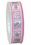 Satijn lint 25 mm roze babytegeltjes