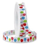 Satijn lint ballonnen 15 mm breed 5 meter.&nbsp;Mooi satijn lint met fleurige bedrukking voor het verpakken van kadootjes, versieri