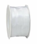 Satijn lint met ijzerdraad wit 6 cm breed