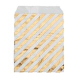 Papieren zakjes 16 x 24 cm wit met metallic gouden strepen 10 stuks