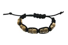 Armbandje zwart met gelukspoppetjes naturel