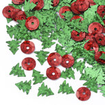 Kerst confetti strooimix groene kerstboompjes en rode besjes