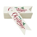 Kerst label vaantje wit Merry christmas 2 x 7 cm 10 stuks