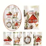 Kerst draagtasjes merry christmas wit mix 10 stuks