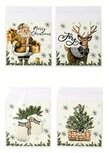 Cellofaan zakjes kerst creme kerstprint mix met plakstrip 