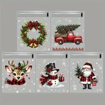 Cellofaan zakjes kersttafereeltjes mix met plakstrip 10 stuks