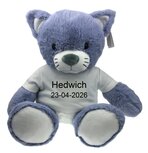 Geboorteknuffel poes met naam en geboortedatum 