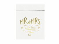 Wit papieren zakjes metalic opdruk MR &amp; MRS 6 stuks