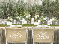 Jute stoel banner mr &amp; mrs