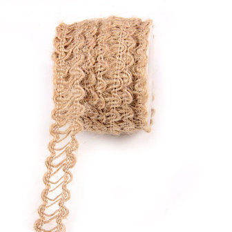 Jute lint opengewerkt 1.5 cm breed 10 meter rol