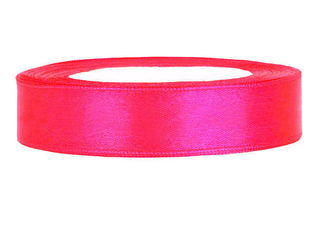 Satijn lint 2 cm breed neon fuchsia