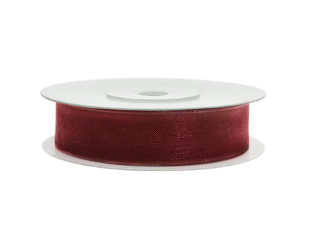 Organza lint 1 cm breed bordeaux rood 32 meter rol