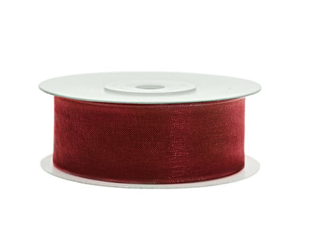 Organza lint 25 mm bordeaux rood