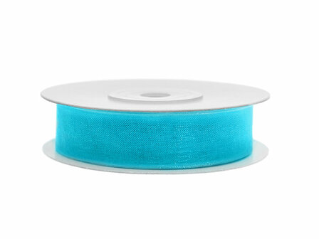 Organza lint 1 cm breed aqua 32 meter rol