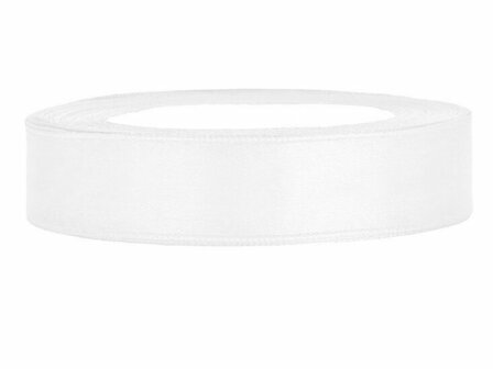 Satijn lint 15 mm breed wit 100 meter rol