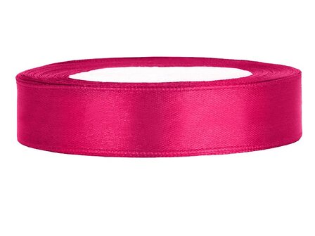 Satijn lint 15 mm breed fuchsia 100 meter rol