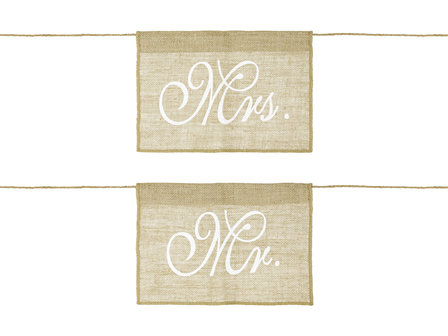 Jute stoel banner mr &amp; mrs