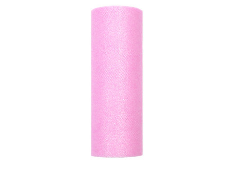 Tule lint roze glitter 15 cm