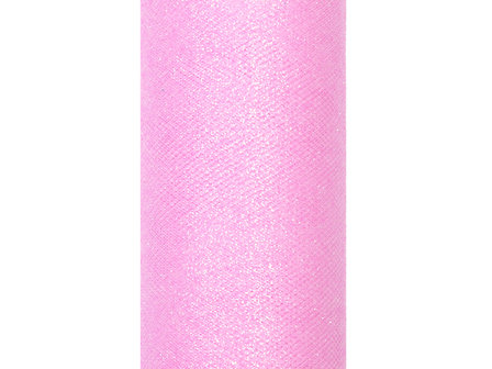 Tule lint roze glitter 15 cm