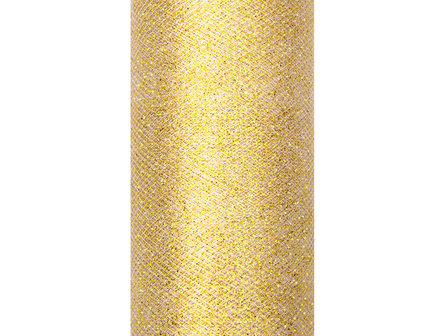 Tule lint goud glitter 15 cm breed