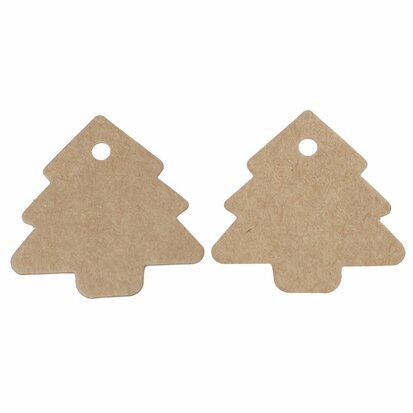 Kraft labels kerstboom 10 stuks