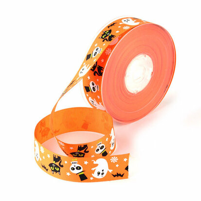 Grosgrain lint oranje halloween 25 mm breed