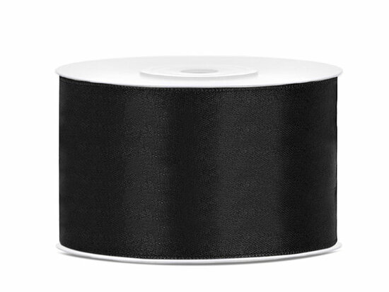 Satijn lint 38 mm zwart