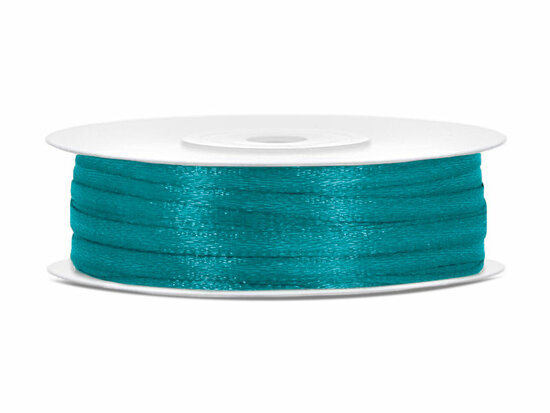 Satijn lint 3 mm breed aqua 91 meter rol