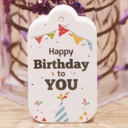 Label wit happy birthday to you 3 x 5 cm 10 stuks