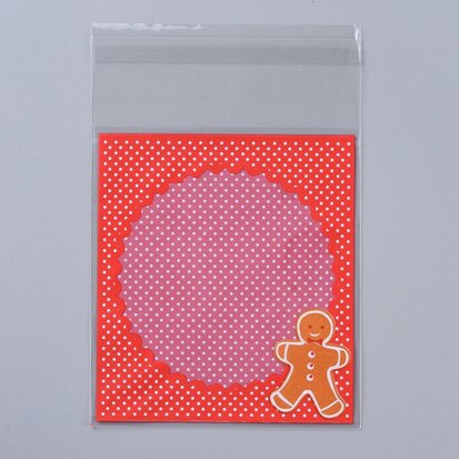 Cellofaan zakjes met plakstrip gingerbread man