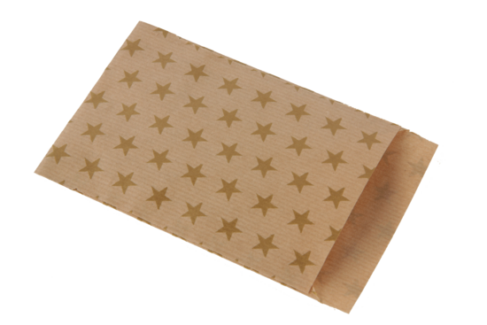 Kraft zakjes 9.5 x 14 cm met goud ster print 10 stuks