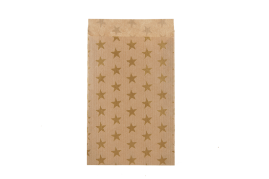 Kraft zakjes 9.5 x 14 cm met goud ster print 10 stuks