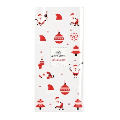 Cellofaan zakjes santa claus collection zonder plakstrip 12.5 x 27 cm 10 stuks