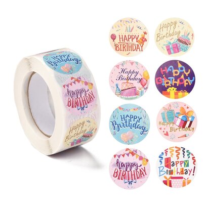 Ronde stickers happy birthday design 2