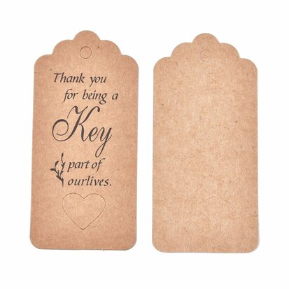 Kraft label 4.5 x 9.5 cm Thank you for being a key part of our lives 10 stuks