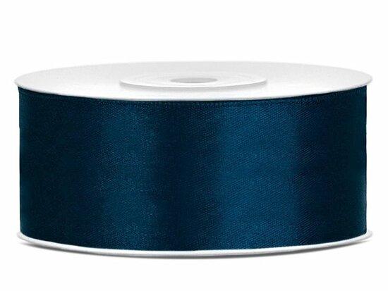 Dubbelzijdig satijn lint 25 mm donker blauw