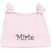 Babymutsje 2 knoop roze met naam
